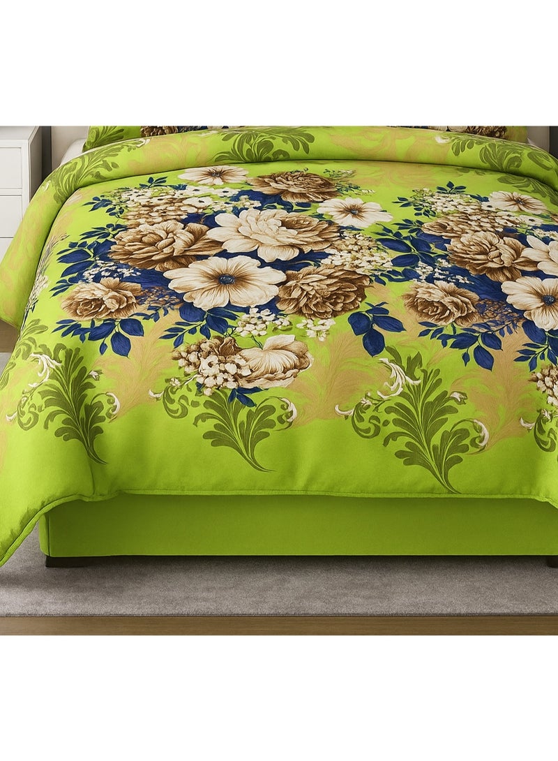 3 Pieces Flat Bedsheet Set with Floral Pattern King Size Bed Pillow Cover Set with 1 Bedsheet  2 Pillow - Image 2