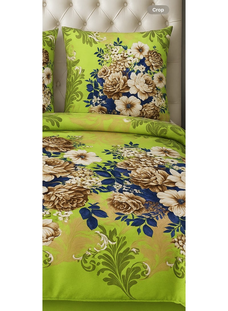 3 Pieces Flat Bedsheet Set with Floral Pattern King Size Bed Pillow Cover Set with 1 Bedsheet  2 Pillow - Image 3