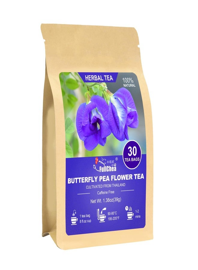 FullChea - Butterfly Pea Flower Tea Bags, 30 Teabags, 1.3g/bag - Premium Dried Butterfly Pea, Cultivated From Thailand - Non-GMO - Caffeine-free - Rich In Antioxidants & Support Eye Health - Image 1
