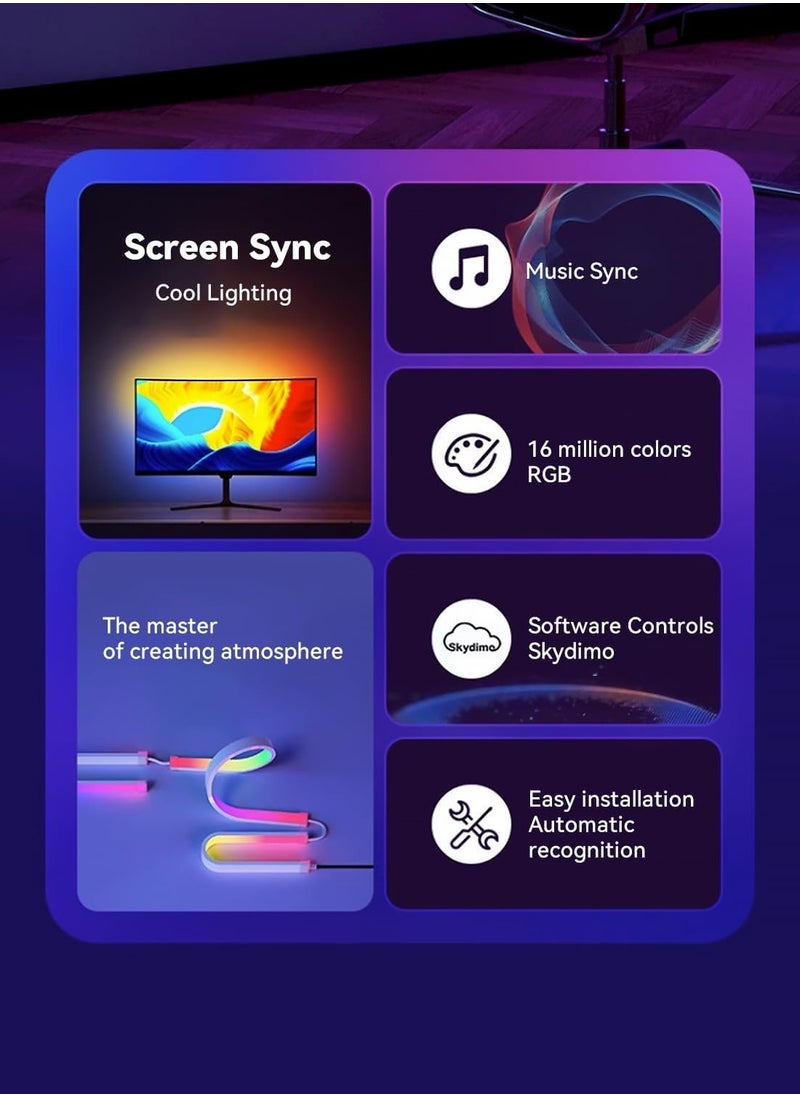 Joshberg - Monitor Led Backlight 24 Inch Led Strip Lights Sync with Screen Color or Music RGB Computer Light Bar Behind Monitor Supports Pc or Mac - Image 1