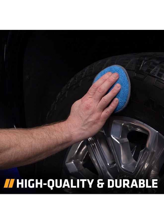 VIKING Microfiber Car and Tire Wax Applicator Pads and Cleaning Pads - Blue/Grey, 5 in. Diameter, 6 Pack - Image 4