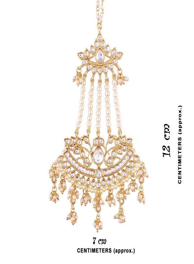 Peora White Baby Pearls & Kundan Studded Drop Earrings with Chains Gift for Women - Image 4