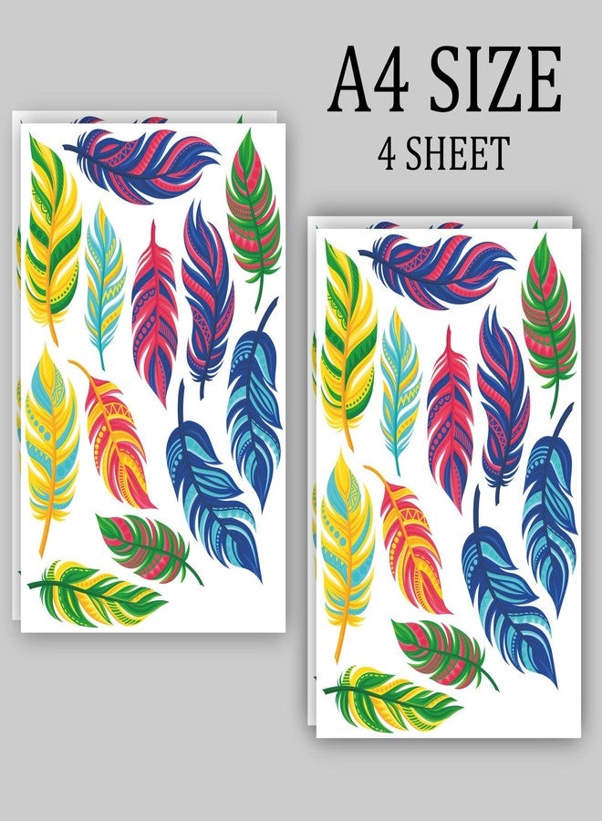 CVANU 4 Sheet Beautiful Feather (48pcs) Self-Adhesive PVC Vinyl Wall Sticker for Wall Decoration (11.7inchX8.3inch)_F506 - Image 4