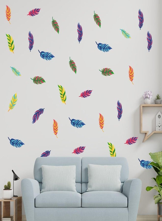 CVANU 4 Sheet Beautiful Feather (48pcs) Self-Adhesive PVC Vinyl Wall Sticker for Wall Decoration (11.7inchX8.3inch)_F506 - Image 3