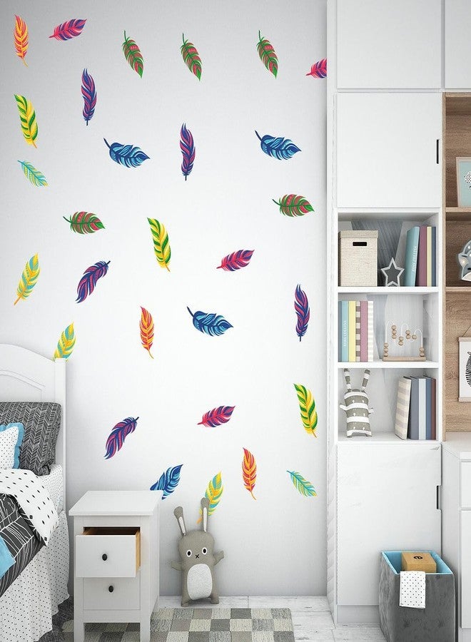 CVANU 4 Sheet Beautiful Feather (48pcs) Self-Adhesive PVC Vinyl Wall Sticker for Wall Decoration (11.7inchX8.3inch)_F506 - Image 1