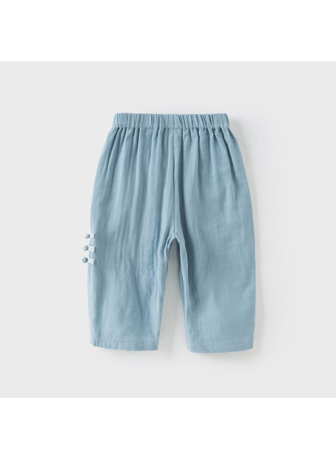 Chinese Style Cropped Pants 2025 Summer New Arrival Kids' Moisture-wicking Quick-dry Anti-bacterial Thin Trousers (girls & Boys) - Image 3