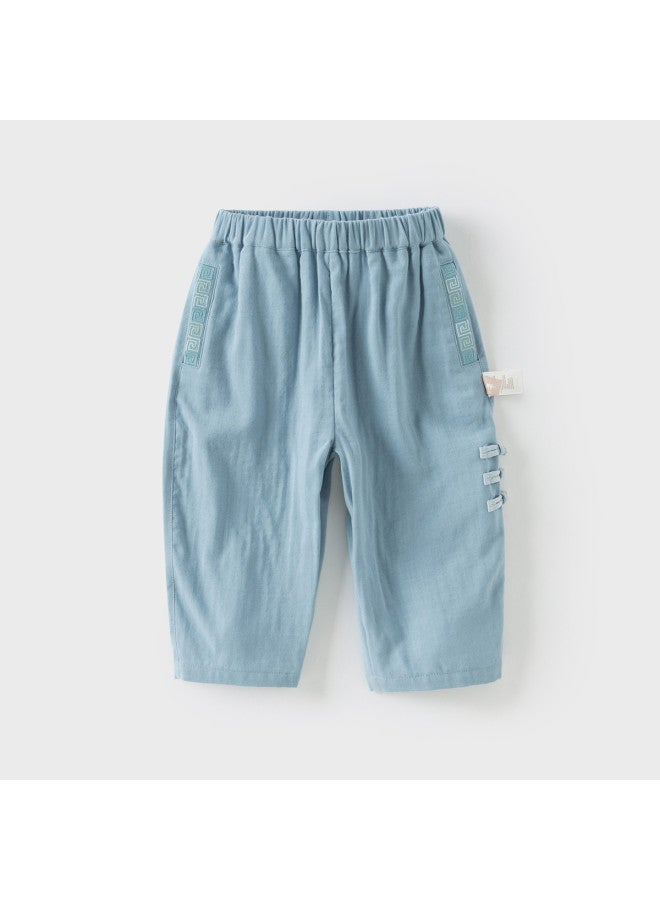 Chinese Style Cropped Pants 2025 Summer New Arrival Kids' Moisture-wicking Quick-dry Anti-bacterial Thin Trousers (girls & Boys) - Image 2