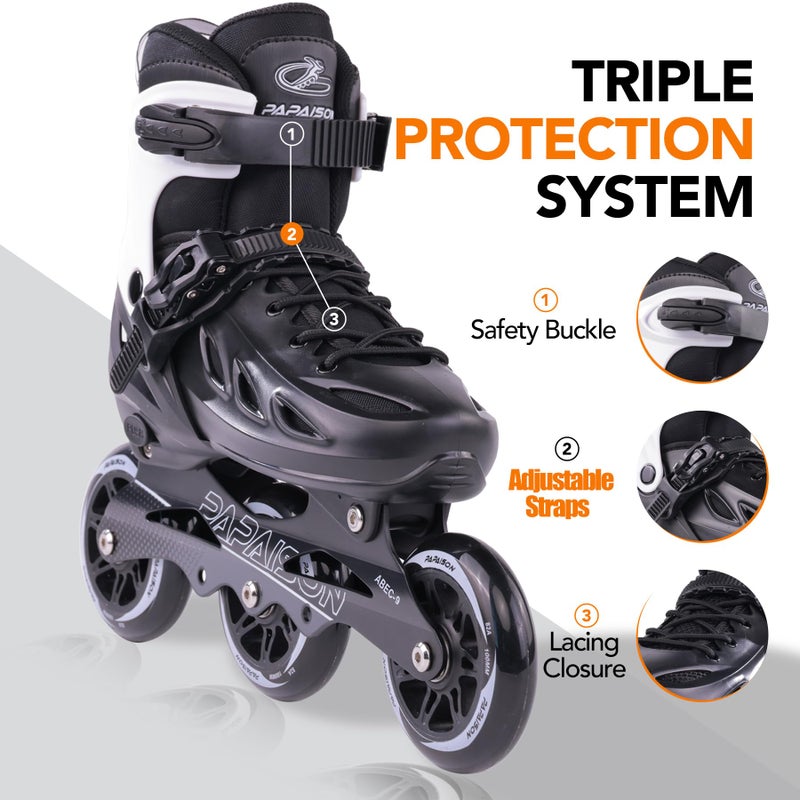 PAPAISON Adult Adjustable Inline Skates for Men Women with 3 100mm Wheels, Outdoor Blades Female Male Fitness Speed Racing Skates, Roller Skates for Teens Boys Girls - Image 4