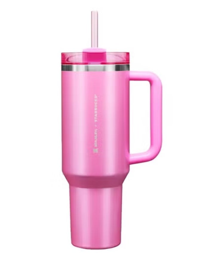 Stanley Stanley cup H2.0 Stainless Steel with Lid and Straw for Water Iced Tea,Coffee and Smoothie ,Winter Pink,40 oz
