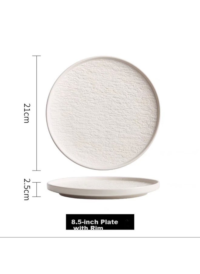 Canjiangjun Ceramic Western Dinner Plate, Underglaze Color, 8.5 Inches, Salad Plate, Steak Plate, Dumpling Plate, 1 Piece, White - Image 3