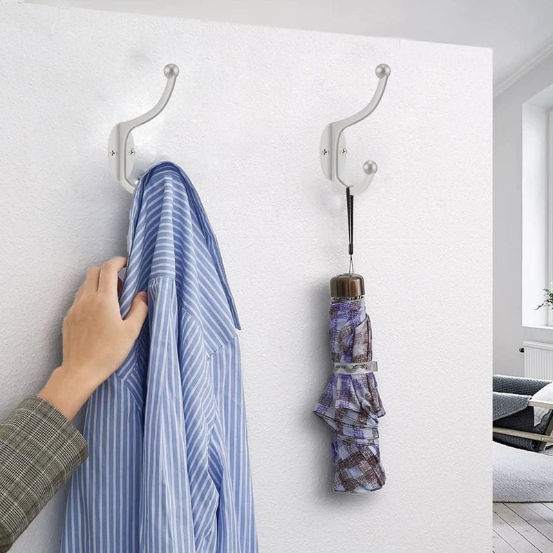 ZEYU Wall Hooks, 10Pcs Coat Hooks Hardware Towel Hooks for Hanging Coats Double No Rust Black Robe Hooks Wall Mounted with Screws for Key, Towel, Bags, Cup, Hat - Image 4