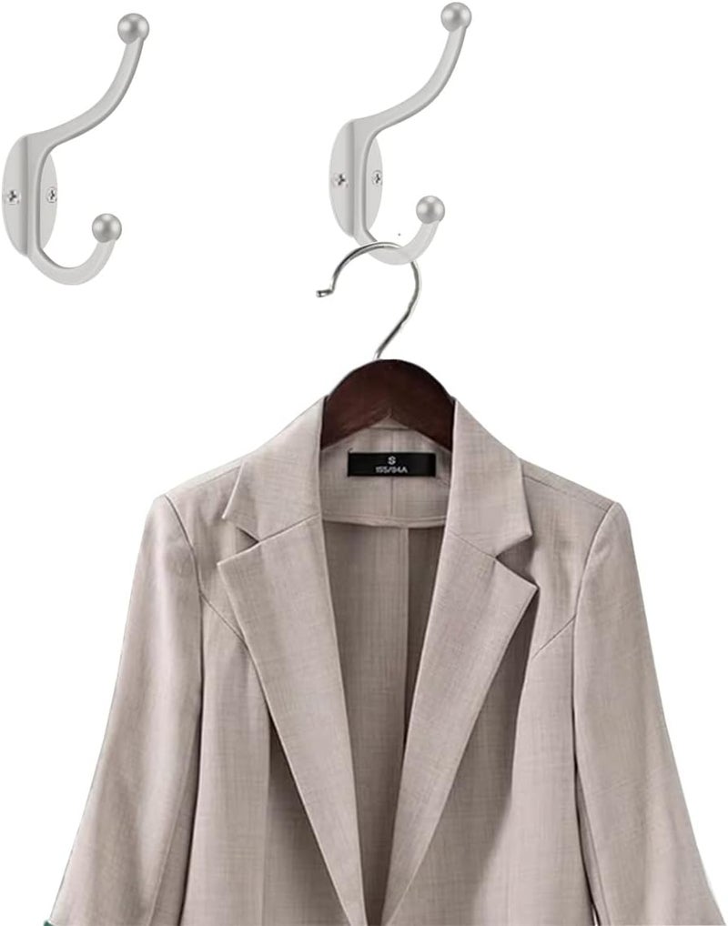 ZEYU Wall Hooks, 10Pcs Coat Hooks Hardware Towel Hooks for Hanging Coats Double No Rust Black Robe Hooks Wall Mounted with Screws for Key, Towel, Bags, Cup, Hat - Image 5