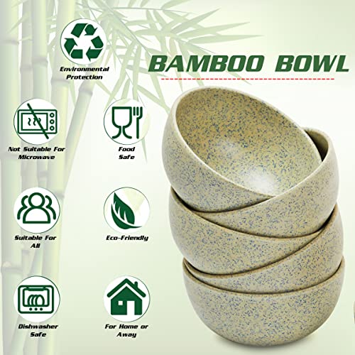 Red Butler Eco-Friendly Bamboo Fiber Bowls | Set of 6 Bowls | Reusable and Stain Resistant | Sturdy Weight, Perfect Size for Indian Curries | Microwave & Dishwasher Safe | Stonewash Design - Image 3