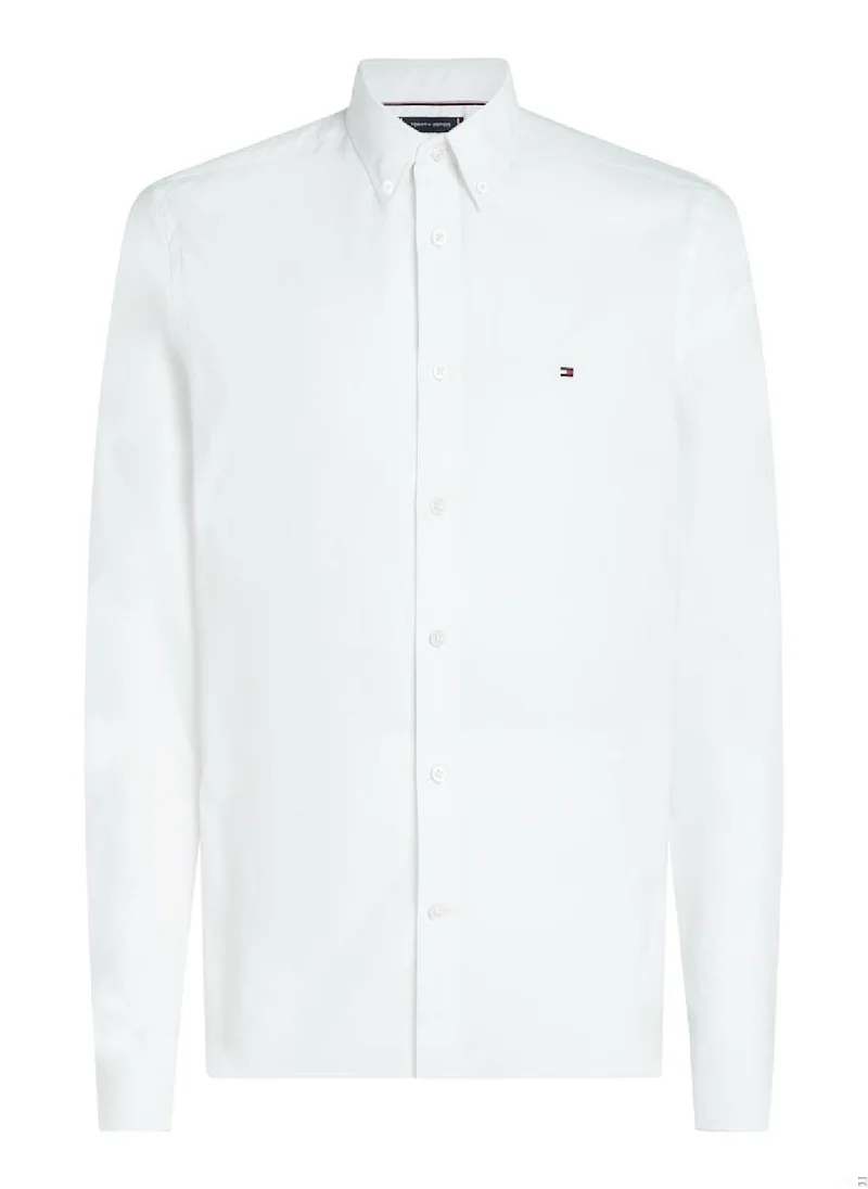 TOMMY HILFIGER Men's Oxford Dobby Shirt - Cotton, White