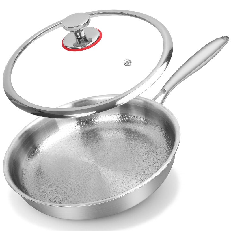 NKDFRI Titanium Hammered Pan Pro with Lid 1102 Inch Titanium Non Stick Frying Pan ScratchResistant Even Heating Cookware for All Stovetops 11inWith Lid - Image 2