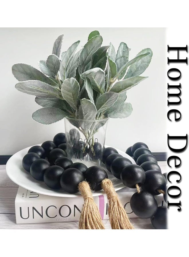 OMISHE OMISHE 76" Long Large Wood Bead Garland with 1.6" Diameter Wooden Beads and Tassels, Rustic Farmhouse Country Wood Beads Garland for Home Black Decor, Decorative Beads with Tassels Black  - Image 2