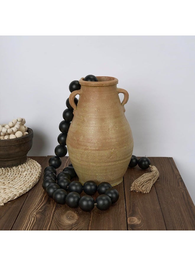 OMISHE OMISHE 76" Long Large Wood Bead Garland with 1.6" Diameter Wooden Beads and Tassels, Rustic Farmhouse Country Wood Beads Garland for Home Black Decor, Decorative Beads with Tassels Black  - Image 5