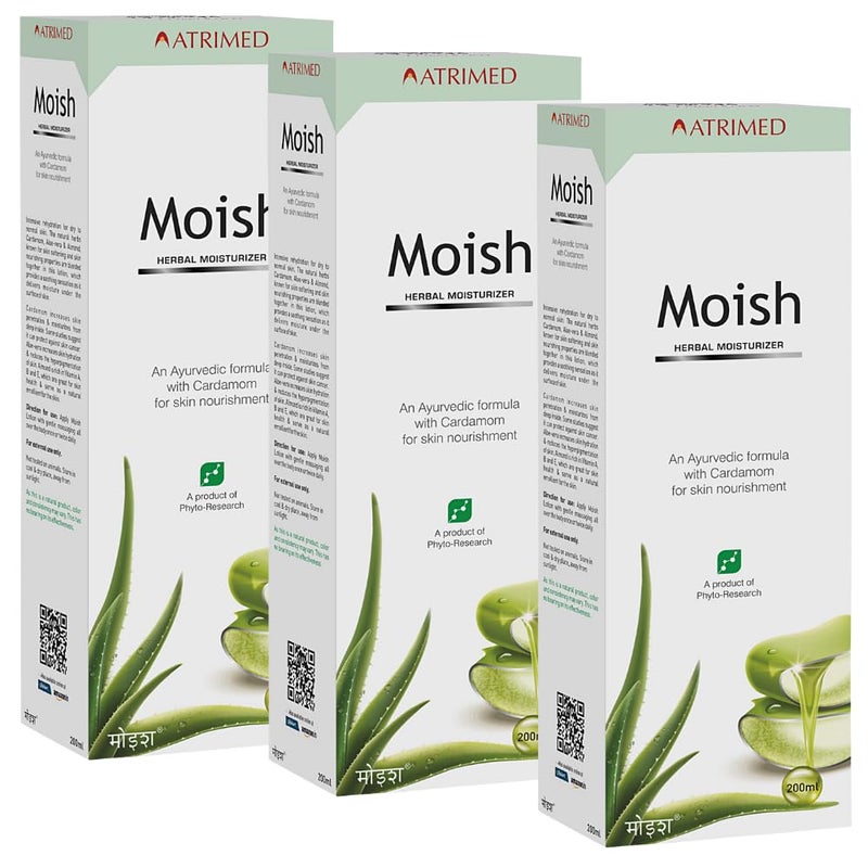 Atrimed Moish Herbal Moisturizer for Skin Nourishment Ayurvedic skin moisturizer cream Suitable For All Skin Types 600ml Pack of 3 - Image 1