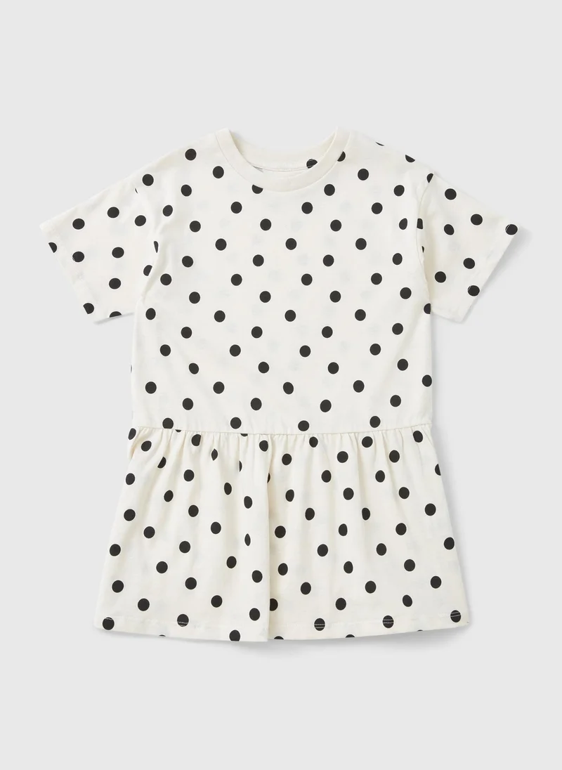 ماتلان Girls Cream Polka Dot Dress
