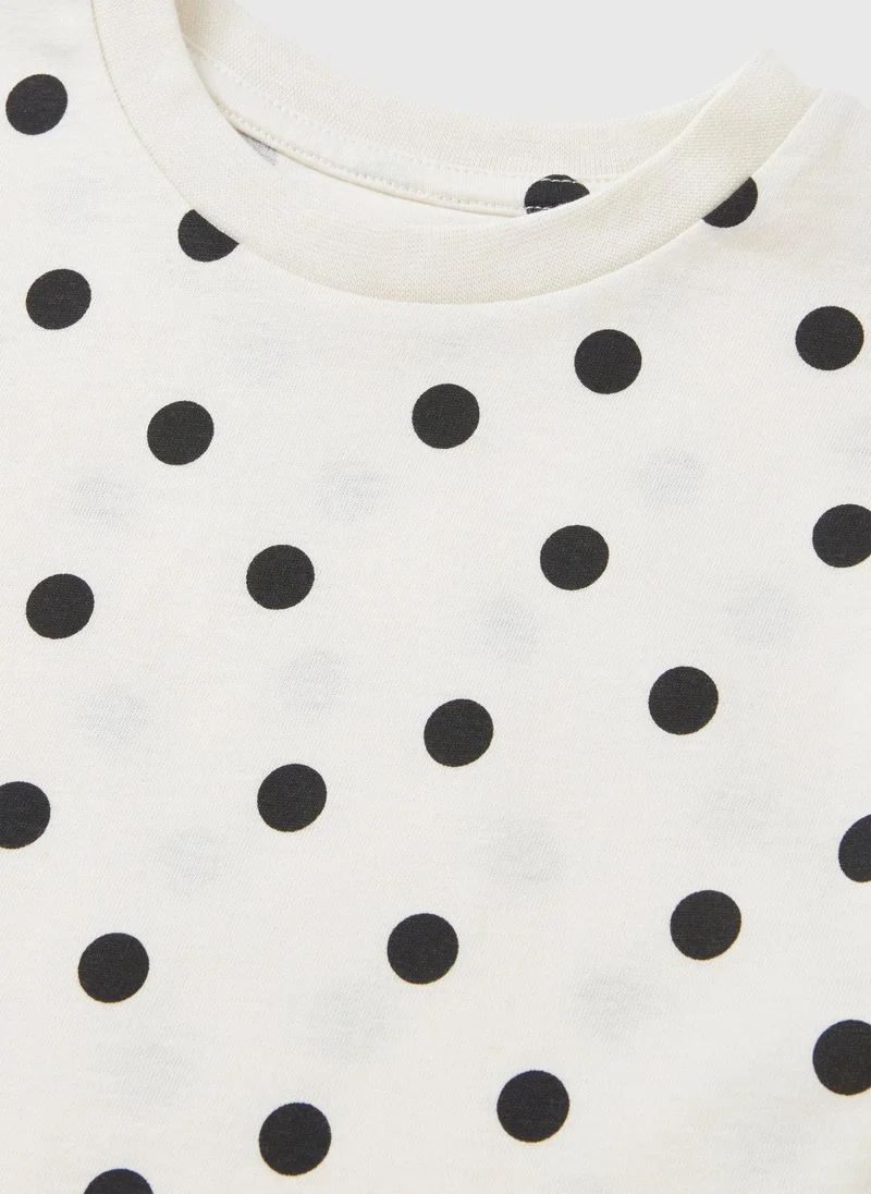 ماتلان Girls Cream Polka Dot Dress