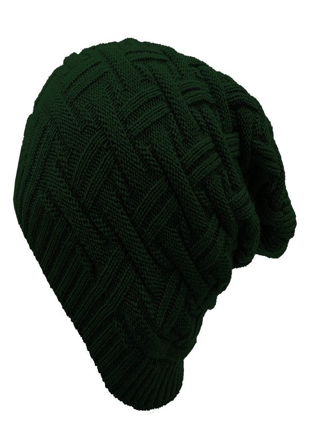 Missby® Unisex Men and Women Winter Wool Knitted Slouchy Skull Beanie Cap (Green) - Image 2
