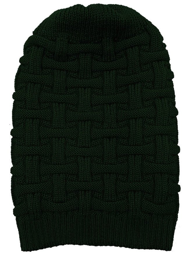 Missby® Unisex Men and Women Winter Wool Knitted Slouchy Skull Beanie Cap (Green) - Image 3