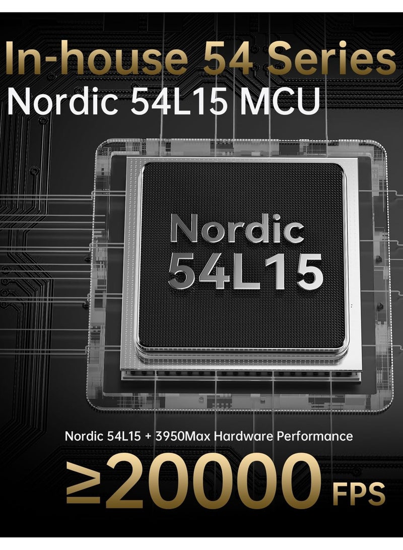 هجوم القرش ماوس الألعاب اللاسلكي X11 Ultra 8K المصنوع من ألياف الكربون، مزود بمستشعر PAW3950 MAX بدقة 42000 نقطة في البوصة، خفيف الوزن (59 غرامًا)، شريحة MCU من نوع Nordic 54L15، سلكي/بلوتوث/2.4 جيجاهرتز، يتحمل 100 مليون نقرة، قابل للبرمجة لأجهزة الكمبيوتر الشخصية وأجهزة ماك (أسود) - Image 3