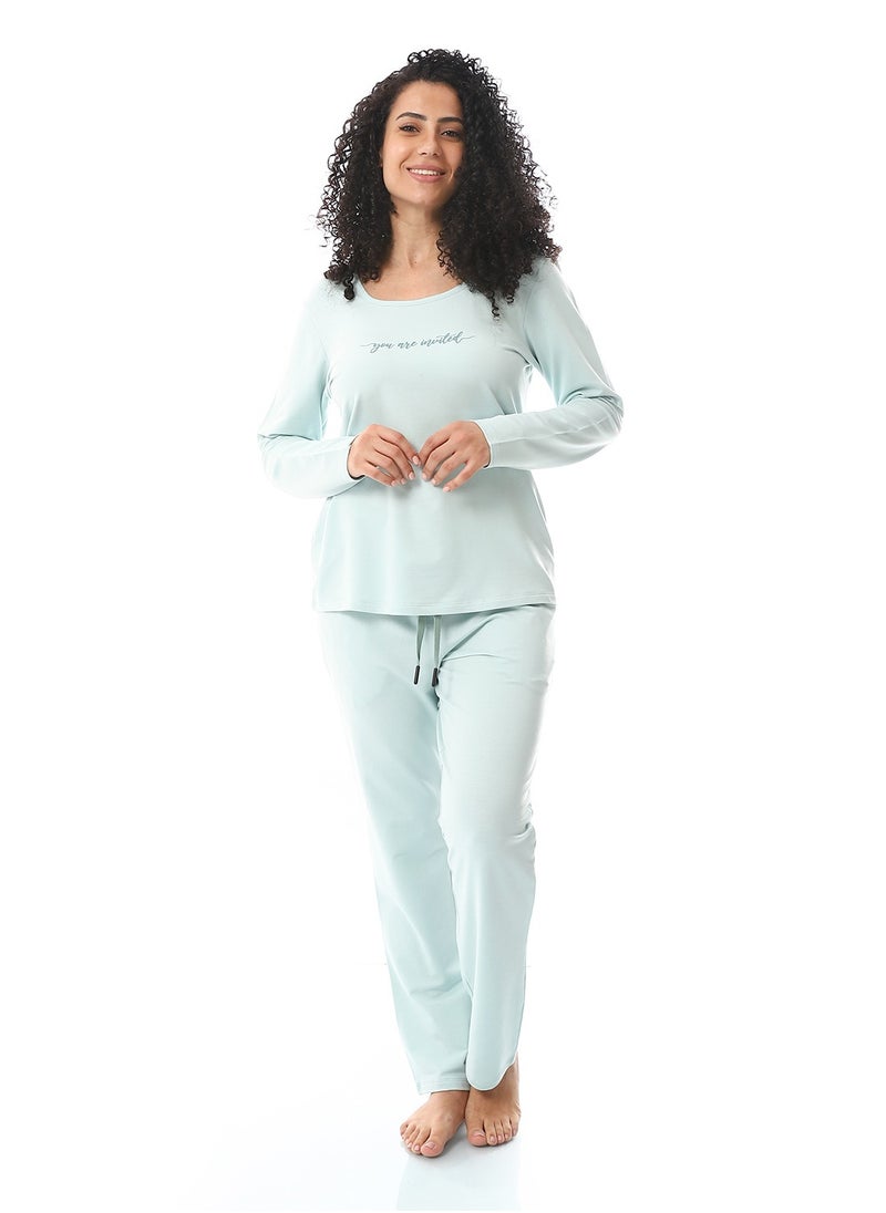 REDCOTTON طقم ملابس رياضية نسائية من القطن الناعم - نعناعي  - Image 1