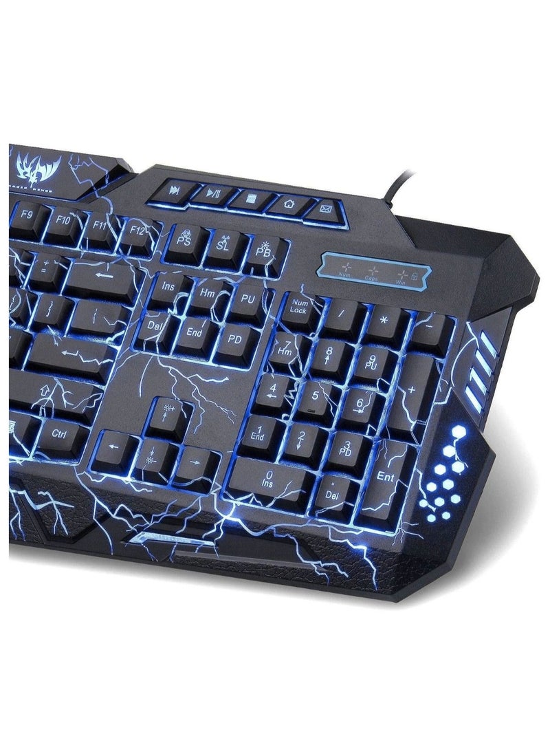 Huitich - Best Cool Gaming Led Wire Keyboard And Mouse For Gamer Lover Backlit Burst Crack Colorful Lighting - Image 1
