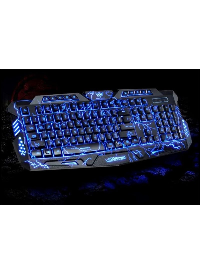 Huitich - Best Cool Gaming Led Wire Keyboard And Mouse For Gamer Lover Backlit Burst Crack Colorful Lighting - Image 1