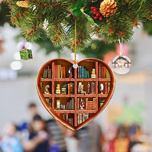 DD-life 10 Pcs Book Lovers Heart Librarian,Books Stacked,Bookshelf Decor,Library,Librarian Christmas Ornament - Image 5