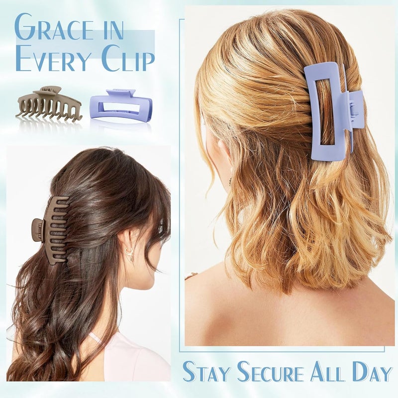 TOCESS Jumbo 4.33 Inch Hair Claw Clips for Women, 8 Pack Matte Non-Slip Rectangle Clips for Thick, Curly, Long or Straight Hair Girls - Image 5