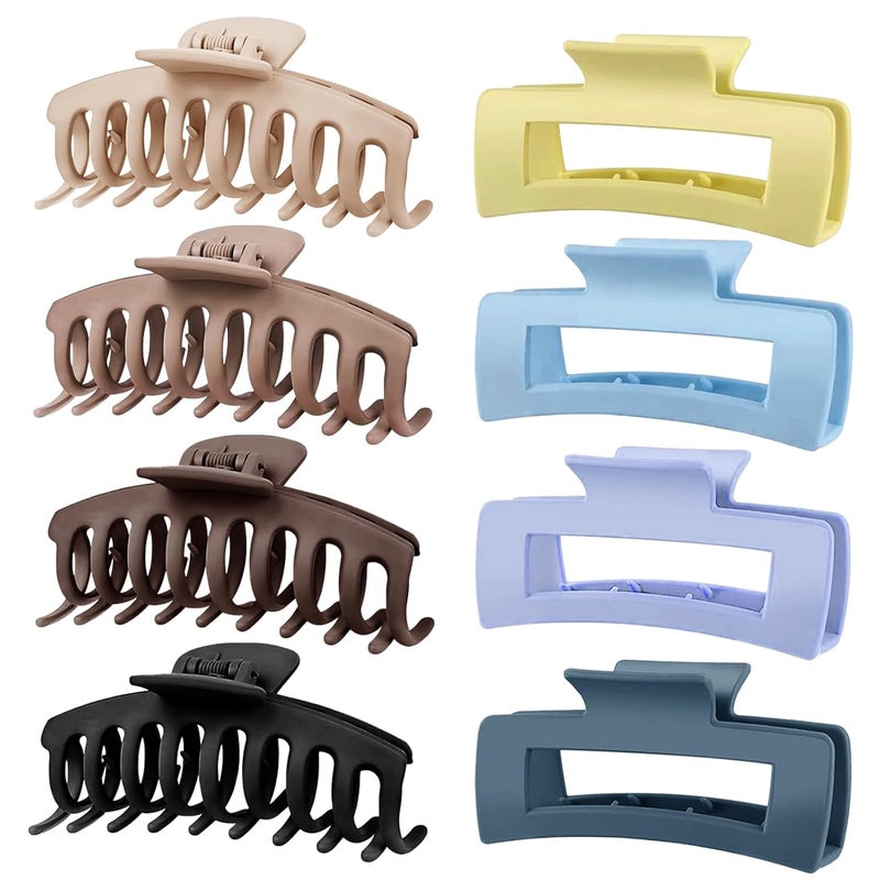 TOCESS Jumbo 4.33 Inch Hair Claw Clips for Women, 8 Pack Matte Non-Slip Rectangle Clips for Thick, Curly, Long or Straight Hair Girls - Image 1