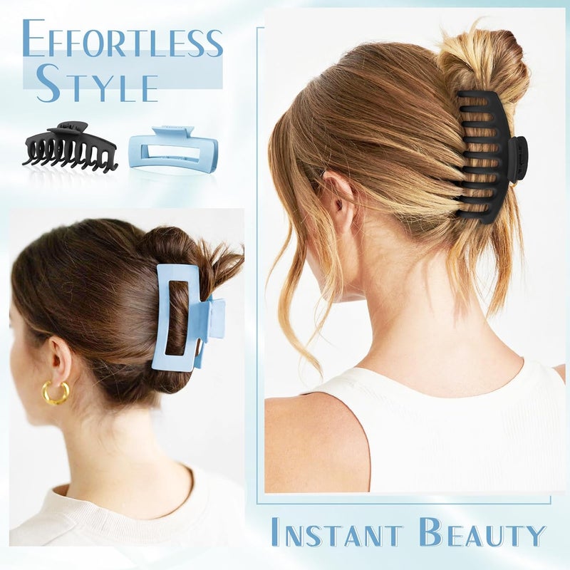 TOCESS Jumbo 4.33 Inch Hair Claw Clips for Women, 8 Pack Matte Non-Slip Rectangle Clips for Thick, Curly, Long or Straight Hair Girls - Image 4