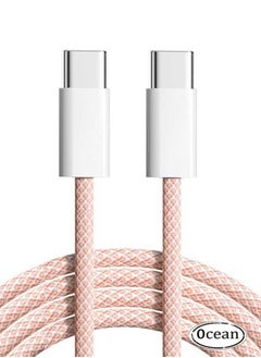 60 W PD Fast Charging Data Cable, Type-C To Type-C, Suitable for Apple iPhone 16/Plus/Pro/Pro Max, iPhone 15 Full Series, MacBook, iPad Pro/Air, and More, 1M Long (Pink/White)