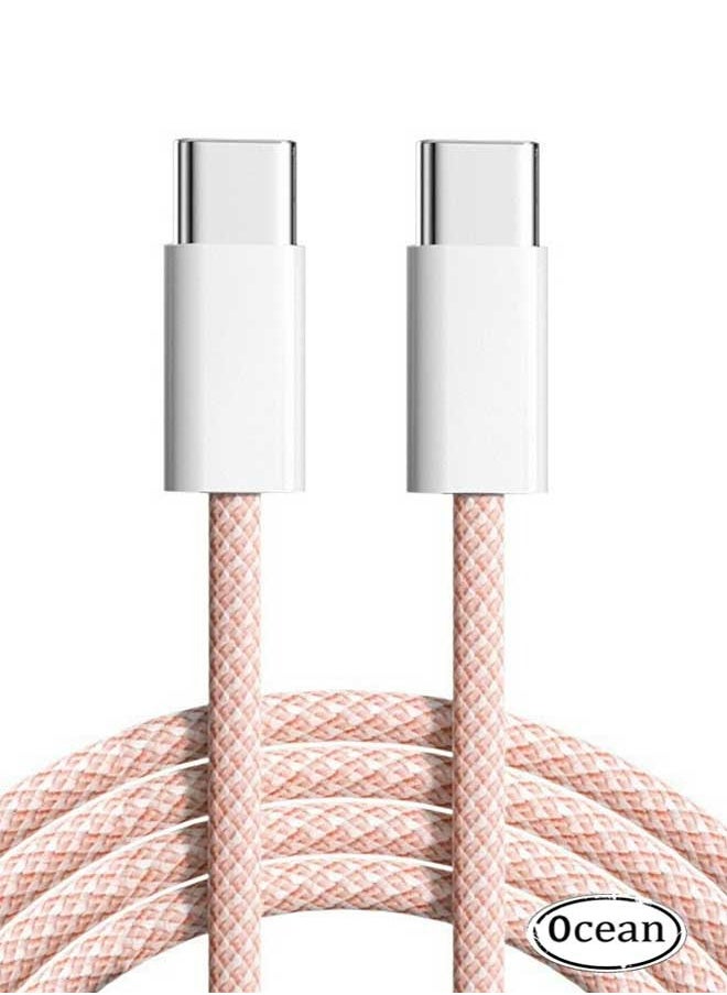 Ocean - 60 W PD Fast Charging Data Cable, Type-C To Type-C, Suitable for Apple iPhone 16/Plus/Pro/Pro Max, iPhone 15 Full Series, MacBook, iPad Pro/Air, and More, 1M Long (Pink/White) - Image 1