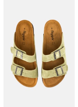 Algspar Men Buckle Slip On Cork Sandals, Olive  - Image 3