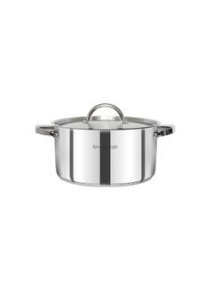 ESSENTIALS Chef's Delight Stainless Steel Casserole with Lid 28Cm Durable High Quality Casserole Dish Perfect for Stews Soups Roasting and Everyday Cooking Kitchen Essential 