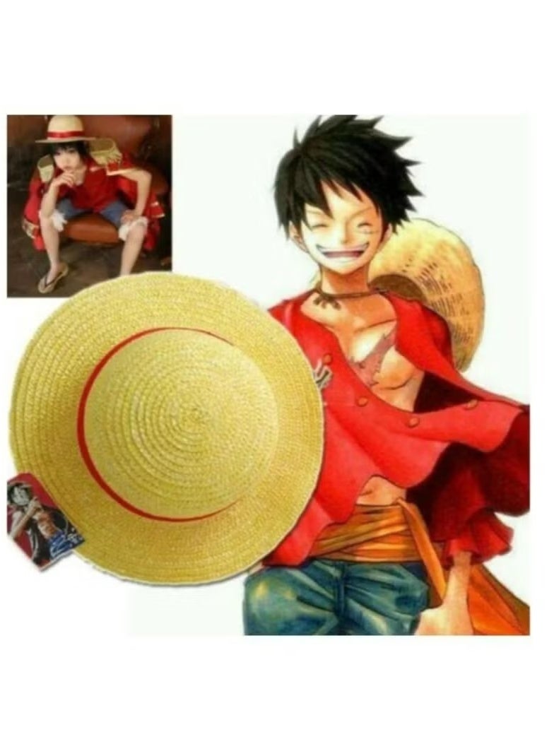 Ailily 1 Piece Luffy Straw Hat Anime Cartoon Sunscreen Straw Hat Japanese Cosplay Hooded Straw Hat Neck Rope Luffy Flat Top Hat Adult  - Image 3