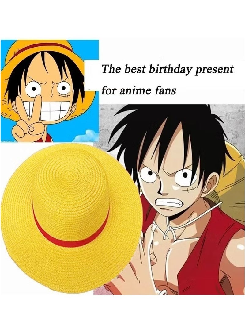 Ailily 1 Piece Luffy Straw Hat Anime Cartoon Sunscreen Straw Hat Japanese Cosplay Hooded Straw Hat Neck Rope Luffy Flat Top Hat Adult  - Image 2