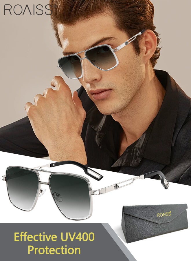 roaiss Aviator Sunglasses for Men Women, UV400 Protection Sun Glasses with PC and Metal Frame, Fashion Anti-Glare Sun Shades for Men Driving, Fishing, Traveling, Silver, 59mm - Image 1