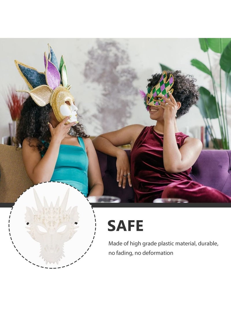 Dragon Mask 3PCS Cosplay Mask Dragon Head Mask White Dragon Animal Mask Party Masquerade Cosplay Costume Accessory (White) - Image 2