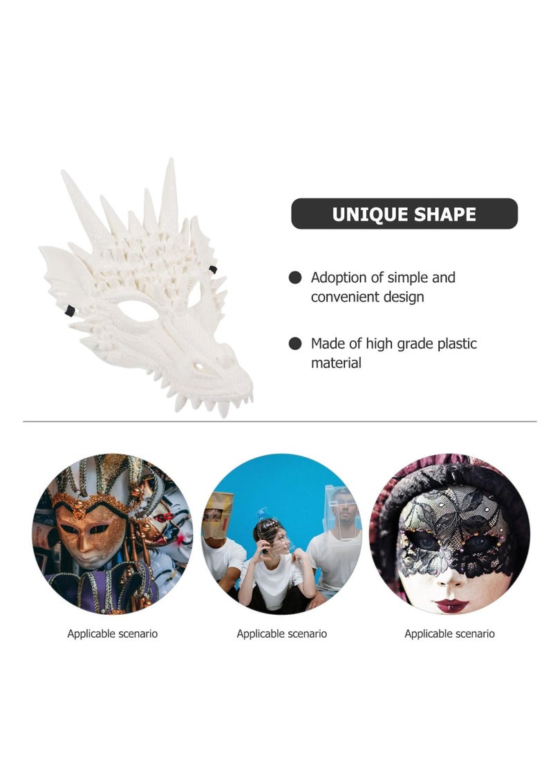 Dragon Mask 3PCS Cosplay Mask Dragon Head Mask White Dragon Animal Mask Party Masquerade Cosplay Costume Accessory (White) - Image 3