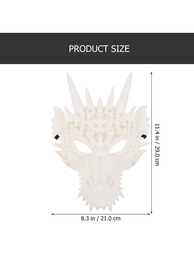 Dragon Mask 3PCS Cosplay Mask Dragon Head Mask White Dragon Animal Mask Party Masquerade Cosplay Costume Accessory (White) - Image 4