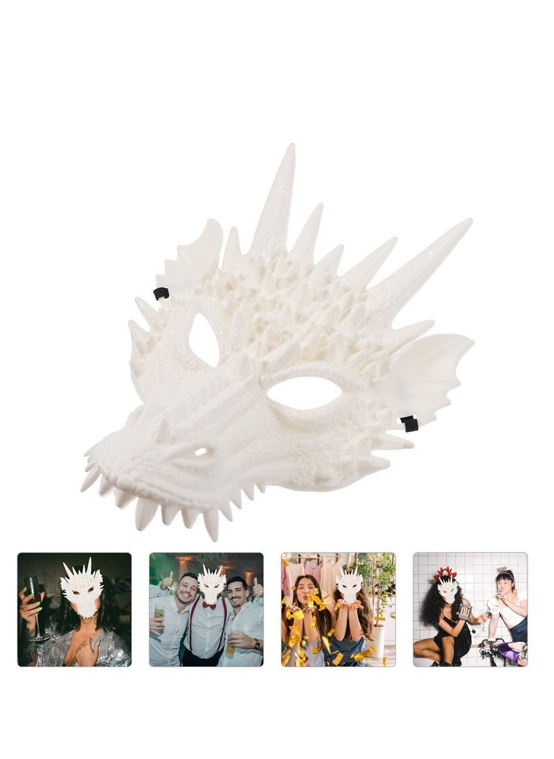 Dragon Mask 3PCS Cosplay Mask Dragon Head Mask White Dragon Animal Mask Party Masquerade Cosplay Costume Accessory (White) - Image 5