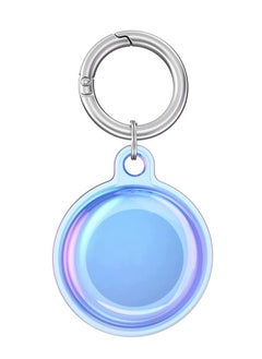 Air Tag Keychain Apple AirTag Holder with Key Ring Designed for Apple AirTag Case (Electroplating Clear Blue)