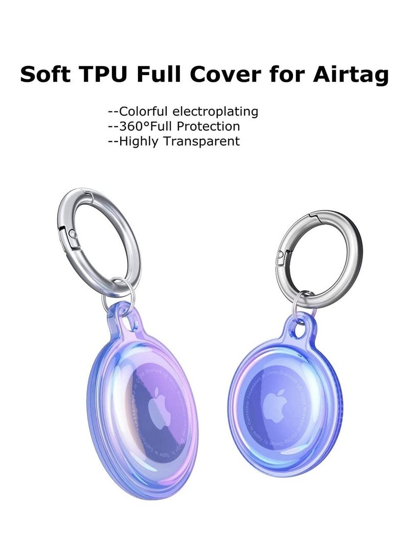 Generic - Air Tag Keychain Apple AirTag Holder with Key Ring Designed for Apple AirTag Case (Electroplating Clear Blue) - Image 1