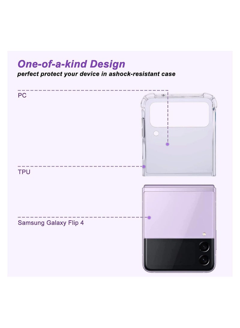 ELTRAZONE Samsung Galaxy Z Flip 4 Case, Clear Transparent Four Corners Reinforced Slim Hard PC and Soft TPU Bumper Shockproof Protective Case for Galaxy Z Flip 4 2022 - Image 4