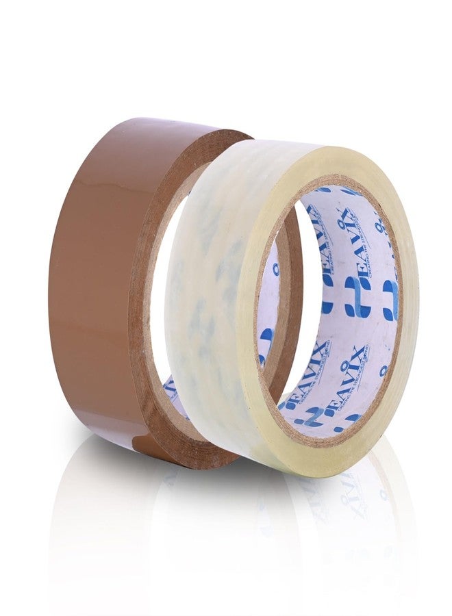 HEAVIX BOPP Packaging Tape | Clear + Brown | 48mm x 50 Meter | Combo for Packaging, Decorating and DIY - Image 1