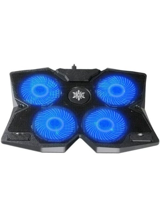 Laptop Stand & Cooling Pad S400 – 4 Powerful Blue LED Fans for Fast & Silent Cooling, Ergonomic 30° Design, Dual USB Ports, Anti-Slip Support, Iron Mesh Surface – Compatible with 12" to 17" Laptops for Work, Gaming & Everyday Use - Image 4